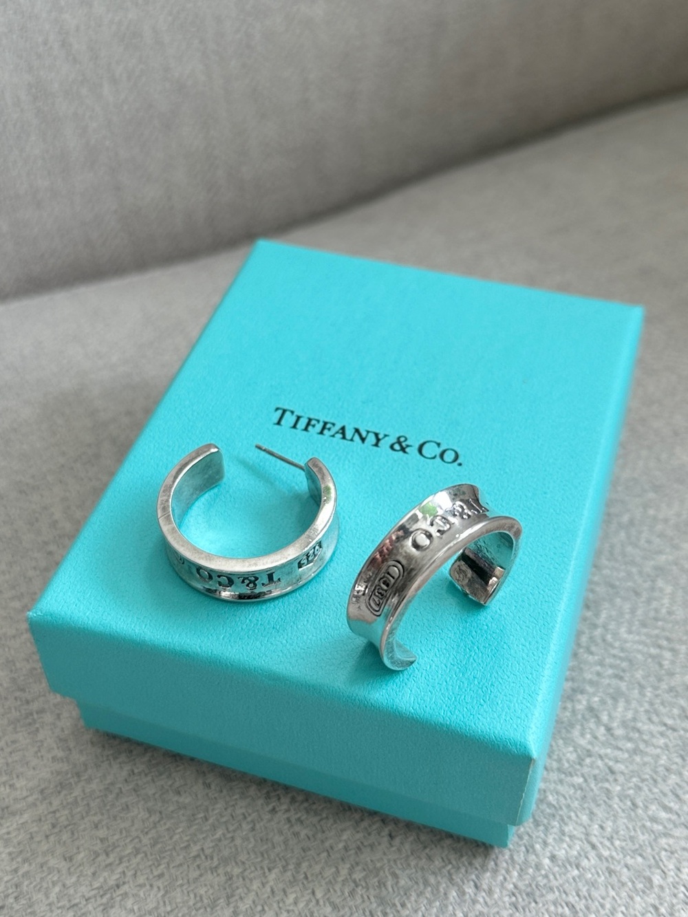 Tiffany and Co 1837 Silver Hoop Earrings NEEDS REPAIR
